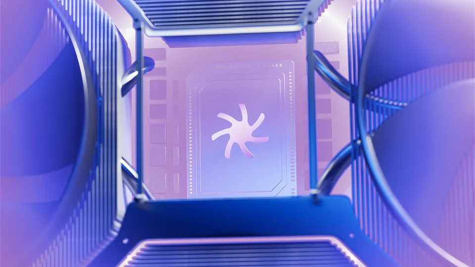 3D-рендер графического чипа со знаком Global Render Farm